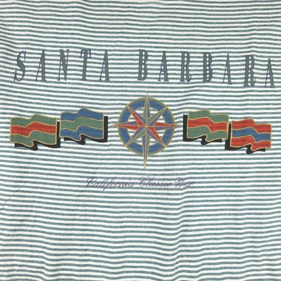 Vintage Santa Barbara T Shirt Mens Size Large 90s Travel Striped Made In USA - Picture 2 of 8
